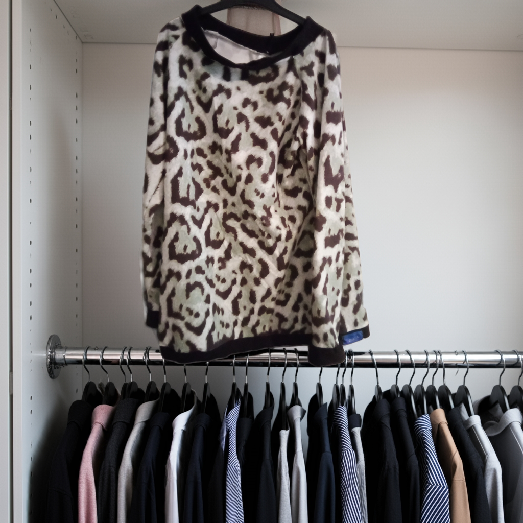 Damen Raglan-Shirt Größe M – Jersey, Grün & Leoparden-Muster
