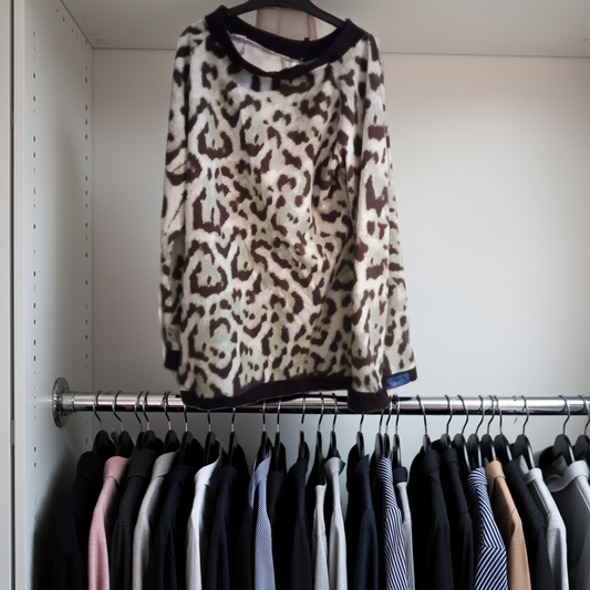 Damen Raglan-Shirt Größe M – Jersey, Grün & Leoparden-Muster